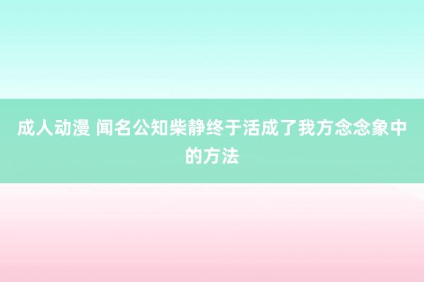 成人动漫 闻名公知柴静终于活成了我方念念象中的方法