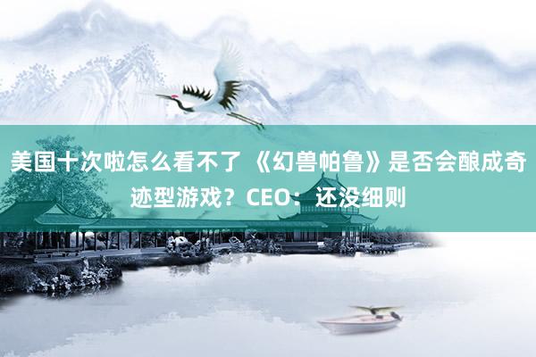 美国十次啦怎么看不了 《幻兽帕鲁》是否会酿成奇迹型游戏？CEO：还没细则