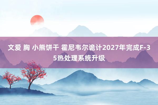 文爱 胸 小熊饼干 霍尼韦尔诡计2027年完成F-35热处理系统升级