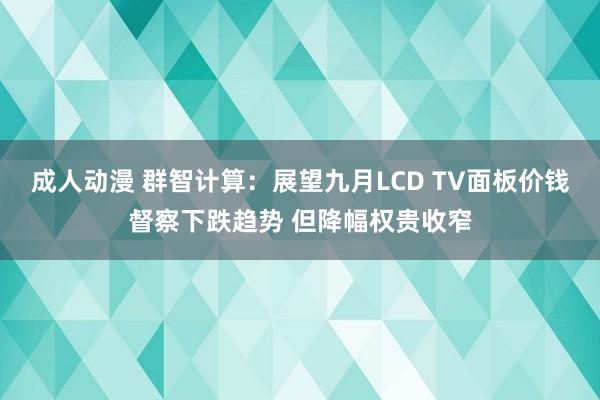 成人动漫 群智计算：展望九月LCD TV面板价钱督察下跌趋势 但降幅权贵收窄