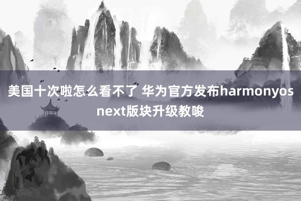 美国十次啦怎么看不了 华为官方发布harmonyosnext版块升级教唆