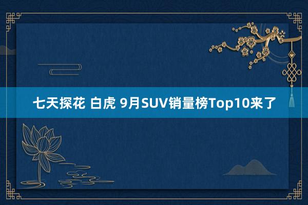 七天探花 白虎 9月SUV销量榜Top10来了