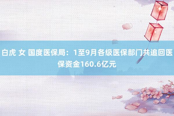 白虎 女 国度医保局：1至9月各级医保部门共追回医保资金160.6亿元