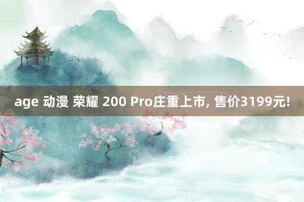 age 动漫 荣耀 200 Pro庄重上市， 售价3199元!