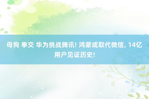 母狗 拳交 华为挑战腾讯! 鸿蒙或取代微信， 14亿用户见证历史!