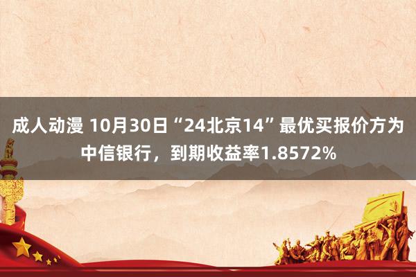 成人动漫 10月30日“24北京14”最优买报价方为中信银行，到期收益率1.8572%