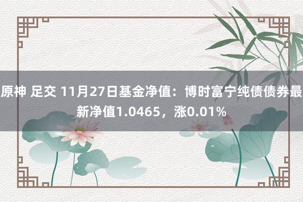 原神 足交 11月27日基金净值：博时富宁纯债债券最新净值1.0465，涨0.01%