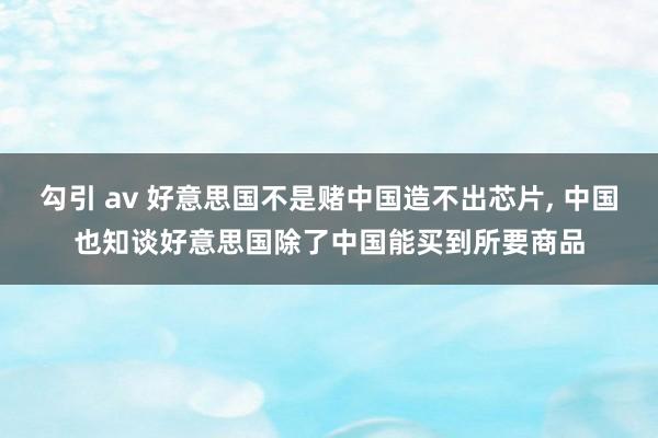 勾引 av 好意思国不是赌中国造不出芯片， 中国也知谈好意思国除了中国能买到所要商品