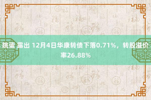 跳蛋 露出 12月4日华康转债下落0.71%，转股溢价率26.88%