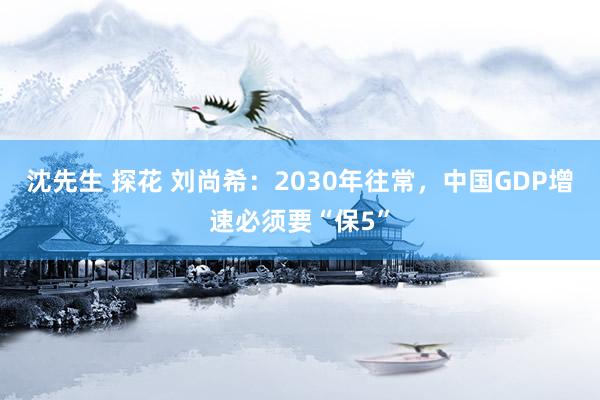 沈先生 探花 刘尚希：2030年往常，中国GDP增速必须要“保5”