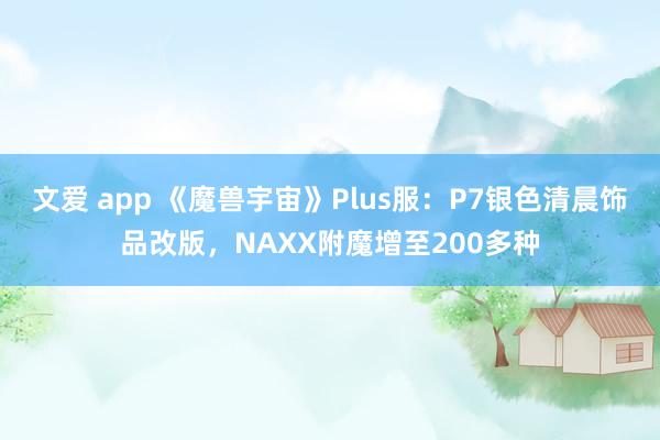 文爱 app 《魔兽宇宙》Plus服：P7银色清晨饰品改版，NAXX附魔增至200多种