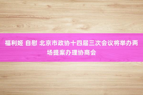 福利姬 自慰 北京市政协十四届三次会议将举办两场提案办理协商会